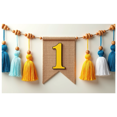 thumbnail image 6 of LUUFILx Number One Burlap Tassel Bunting Banner for Baby's First Birthday Party Background Decoration Backdrop Cake Smash Party Supplies Decors, 6 of 8