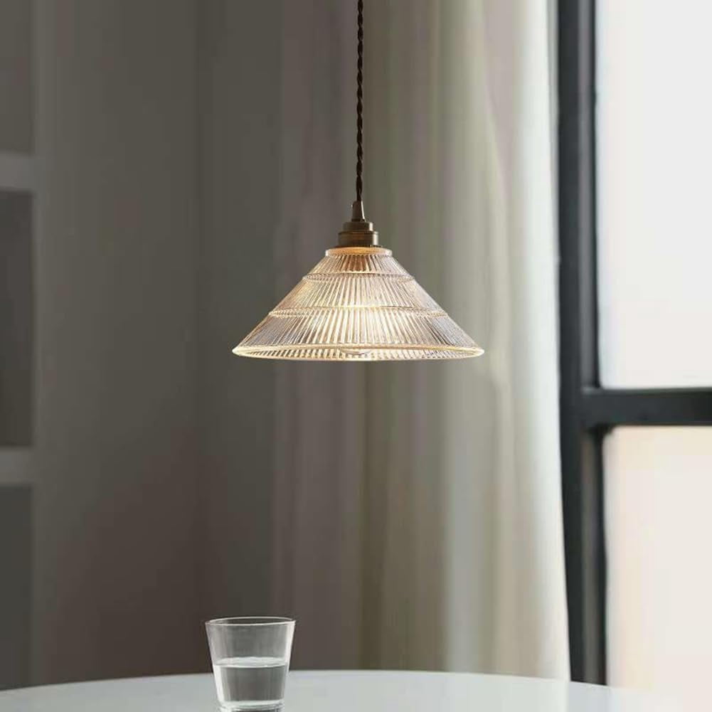 Japanese Style Clear Glass Pendant Light for Kitchen Sink, Modern Farmhouse Pendant Lamp, Retro Rustic American Pendant Lighting, Simple Pendant Light Fixture for Over Table Dining Room