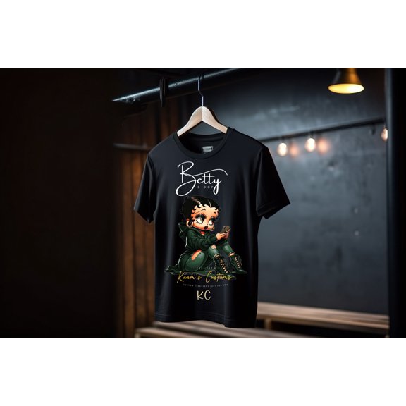 Betty Boop- Hunter Green White;X-Large Crewneck T-Shirt