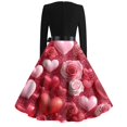 thumbnail image 4 of Women's Fashion Round Neck Casual Slim Valentine's Day Printed Long Sleeve Dresses, Fall and Winter Casual Wear with Romantic Design, Soft and Stylish,Vermilion,M, 4 of 4
