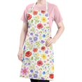 thumbnail image 5 of Pioneer Flower Floral Print Pattern Apron for Women and Men, Cotton Linen Waterproof with Pockets, Adjustable, 33x27 Inch for Kitchen, Gardening, BBQ, Salon, 5 of 6