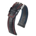 thumbnail image 1 of Hirsch Grand Duke Leather Watch Strap - Black - XL - 22mm / 20mm - Shiny Silver Buckle - Water Resistant Embossed Calf Leather Band, 1 of 9