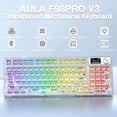 thumbnail image 5 of Restored AULA F98 Pro Wireless Mechanical Keyboard with Transparent Keycaps,Hot-swappable,Pre-lubed Linear Switches,Gasket Structure,RGB Backlit,OLED Screen,BT5.0/2.4G/USB-C Wired Computer Keyboard, 5 of 8