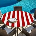 thumbnail image 4 of Red Striped Fitted Tablecloth with Elastic Edged, Round Table Cloth for Dining Table, Christmas Farmhouse Red White Stripes Waterproof Oil Proof Table Cover for Indoor Outdoor 55"-60", 4 of 9