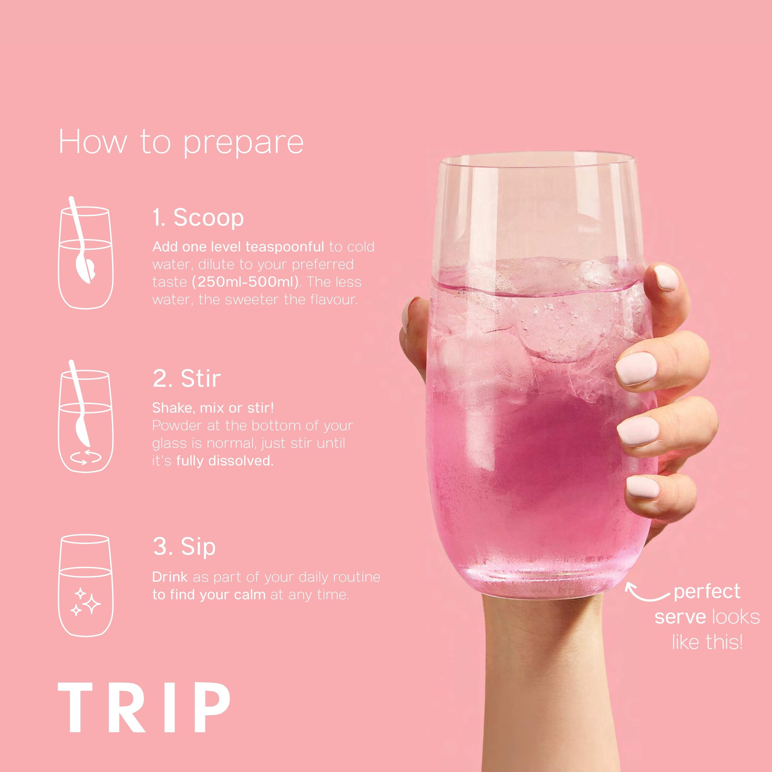 TRIP 4-in-1 Calming Magnesium Glycinate Powder, Stress Relief Magnesium Drink Mix - Pomegranate - 4.9oz