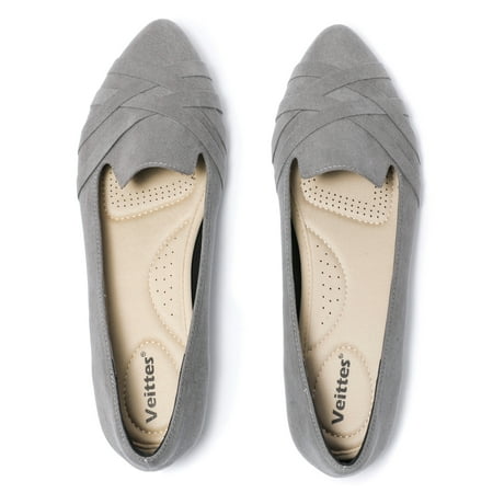 

Ataiwee Women s Wide Width Flat Shoes Casual Pointed Classy Soft Comfort Ballet Flats.(2109008 GR/MF 12.5 Wide)