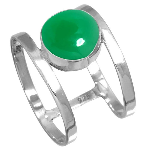 925 Silver Ring For Women - Men Natural Green Onyx Stone Silver Ring Size 11.5 May Birthstone Elegant Silver Ring Size 11.5 Gift For Ladies On Engagement 925 Silver Jewelry With Gemstone