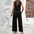 thumbnail image 5 of Riforla Women's 2 Piece Cotton Casual Outfits Womens Button Sleeveless Vest Shirt Straight Wide Leg Trousers with Pockets 2 Piece Sets for Women Black L, 5 of 6