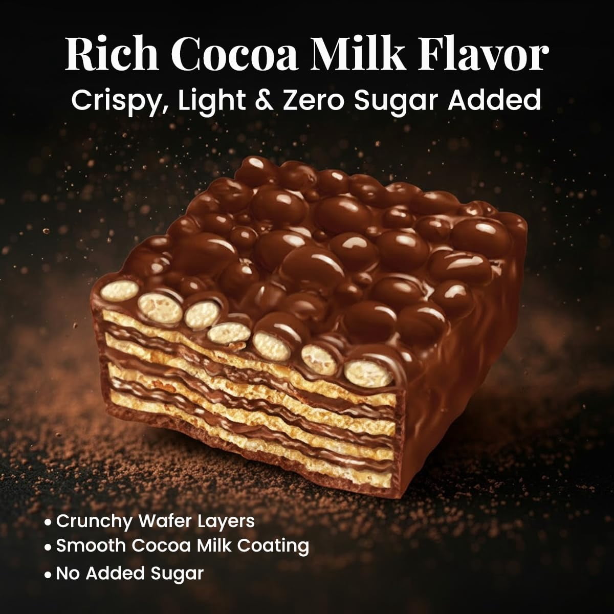 2 Pack - Sweet+Plus Zydo Mini Wafer Cakes for Kids & Adults - Crispy Sugar Free Wafer Cookies for Healthy Snacking & Daily Tea Time Routine - Delicious Dark Chocolate Wafer 10oz