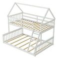 thumbnail image 1 of Costway Lit Superposé Style Maisonnette Simple sur Double avec Échelle et Garde-Corps Convertible en 2 Lits, 1 of 10