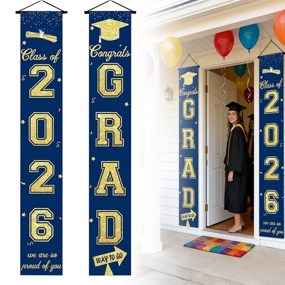 NANDIYNZHI Graduation Decorations 2026, Graduation Banner Class Of 2026 Banner 70.9 x 11.8 Inch Soft for Home, 2026 Graduation Banners, Graduation Yard Sign, Graduation Party Decorations, Style G