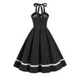 thumbnail image 3 of SWSMCLT Women's Summer Vintage Dress 1950s 50s 60s Sundress Midi A Line Sleeveless Halter Cotton Cocktail Date Night Dresses Polka Dots Medium, 3 of 3