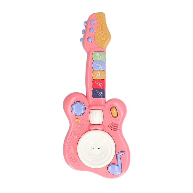Guitarra para bebé, juguete de guitarra con pilas, juguetes musicales para niños pequeños, diseño aerodinámico de guitarra para niños pequeños