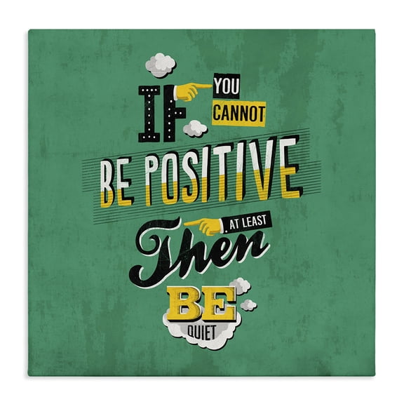 Stupell Industries Contemporary Be Positive Or Quiet Vintage Comic Book Green Word Design Canvas Art, 17 x 17, by Estera Kecek