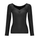 thumbnail image 2 of Ropa interior térmica Hanzidakd para mujer y tallas grandes, con cuello redondo y diseño de gofre, para esquiar en invierno, color negro, talla XL, 2 of 6