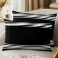 thumbnail image 2 of Decorative Throw Pillow Covers 12x20 Inch Set of 2 Black Striped Home Decor Pillow Cases for Couch, Black White Stripes Cushion Case for Living Room Bedroom Bed Car Chair, 2 of 9