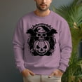 thumbnail image 3 of Men's 330g 100% Cotton Pumpkin Skull Pattern Dropped Shoulder Crew Neck Sweatshirt, 3 of 15