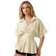 thumbnail image 1 of Blusas de verano para mujer, de manga corta, con cuello de solapa, estampado de rayas, abotonadas, con volantes plisados., 1 of 9