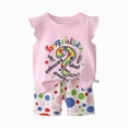 thumbnail image 4 of KPOPLK Toddler Baby Girls Clothes 3 6 9 12 18 Months 2T 3T 4T Summer Outfits Ruffle Sleeve T-shirt + Shorts Cute Girl Clothing Set Size 18-24 Months,Multicolour, 4 of 4