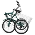 thumbnail image 2 of Lilypelle Folding Tricycle, 20" Three Wheel Bicycle for Adult, 7 Speed Adult Tricycle,Trike Cruiser With Big Basket for Exercise Shopping Picnic Outdoor Activities,Green, 2 of 8