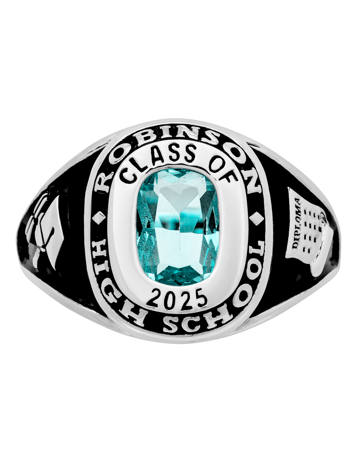 Order Now for 2025 Graduation, Freestyle Women's Cushion Birthstone Class Ring, Personalized, High School or College