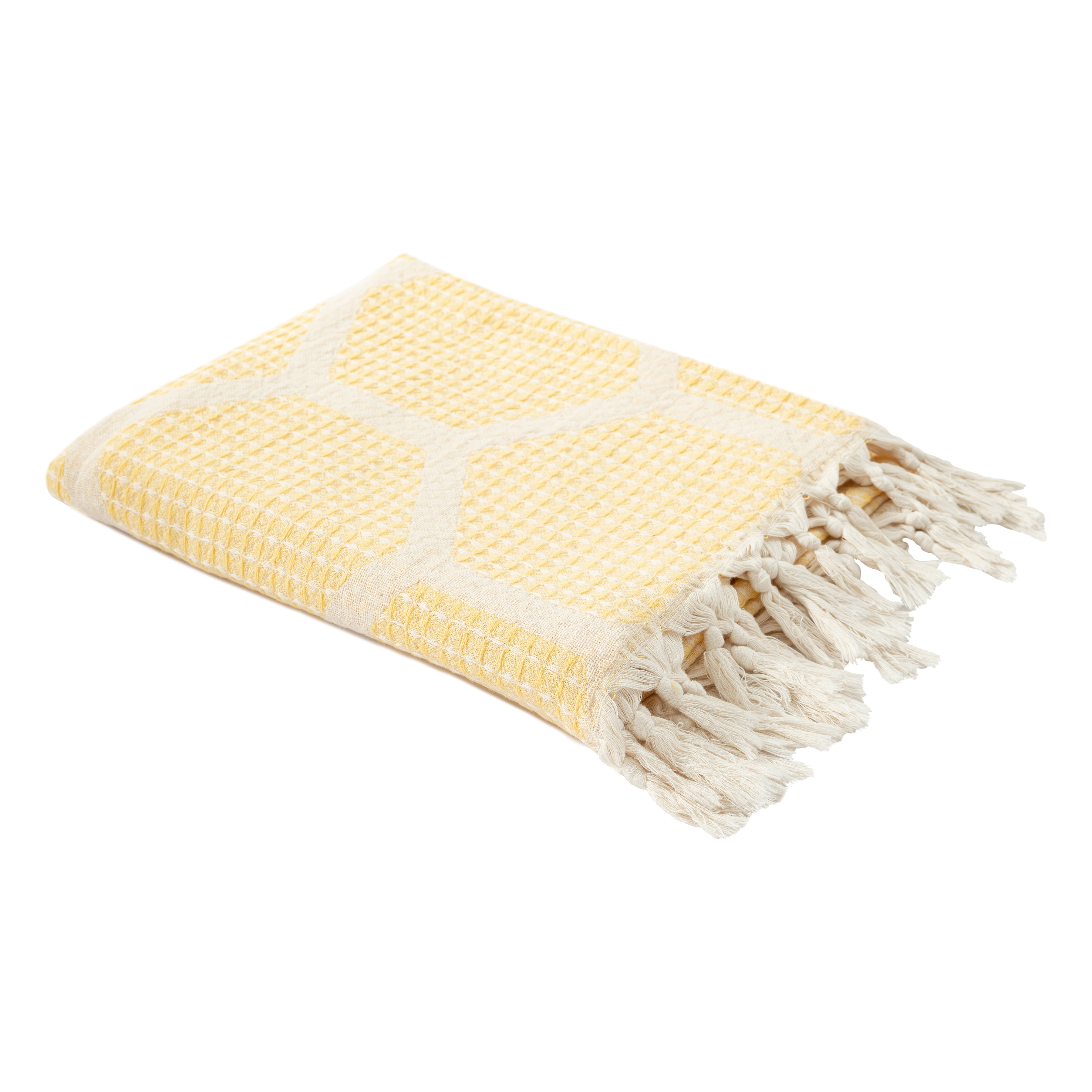 Ox Bay Yellow Honeycomb Hexagon Ultra-Soft Turkish Cotton Adult Throw Blanket, 50" x 60'