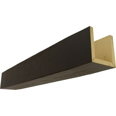 Ekena Millwork 4"W x 4"H x 22'L 3-Sided (U-beam) Rough Sawn Endurathane Faux Wood Ceiling Beam, Natural Ash
