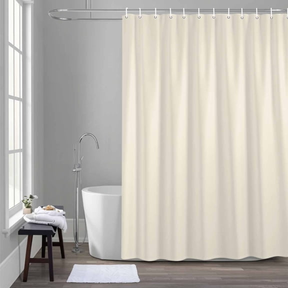 Cream Shower Curtain for Bathroom Decor, Solid Color Waterproof Fabric Shower Curtain, 36"x78" Set with 12 Hooks