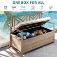 thumbnail image 7 of Dextrus 70 Gallon Outdoor PE Rattan Storage Bench Deck Box With Cushions ,Seat Box for Patio Furniture - Teak, 7 of 7
