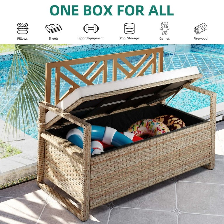 Rattan garden storage bench seat sale