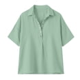 thumbnail image 4 of Conairie Polo Collar T Shirts for Women Half Sleeve Solid Color Single Shirts Loose Fit Casual Tops Light Green XL, 4 of 4