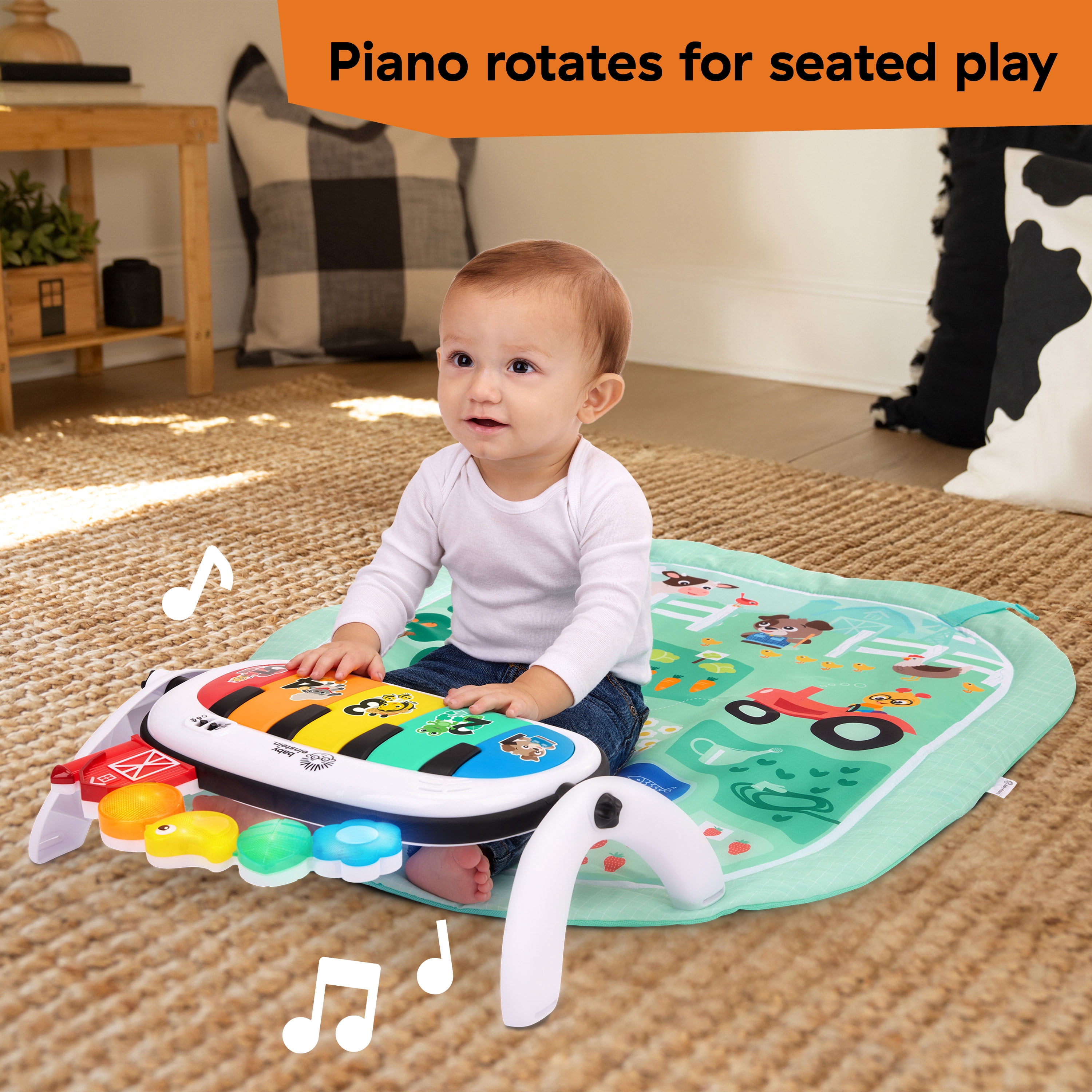 Baby Einstein Farm Explorers 4-in-1 Kickin’ Tunes Musical Meadow Music & Language Discovery Gym, Ages 0+ Months