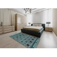 thumbnail image 5 of Ahgly Company Machine Washable Indoor Square Abstract Deep Teal Green Area Rugs, 8' Square, 5 of 7
