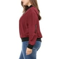 thumbnail image 4 of Unique Bargains Women's Plus Zipper Trim Outerwear Bomber Jacket, 4 of 7