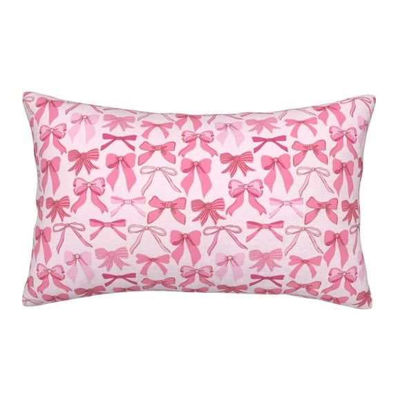 Fuzoiu Pink bows Print Fuzzy Pillowcases, Super Soft Pillow Case Cover with Zipper for Bedroom, Sofa, Couch,Cozy Pillow Shams for All Seasons-14"x20"