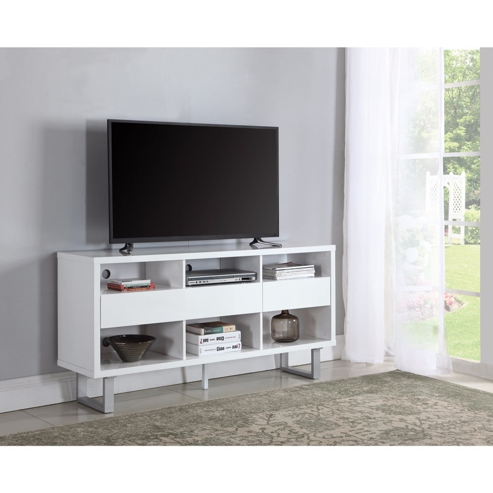 Coaster TV Console in Glossy White