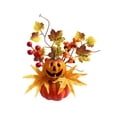 thumbnail image 2 of THOPBPRK 8.6" Halloween Decorations Artificial Pumpkins Decor with Fall Maple Leaves Autumn Tabletop Ornament Thanksgiving Dinner Table Centerpiece Indoor Home Accents, 1Pack D, 2 of 7