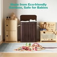 thumbnail image 6 of MEHOOM 100L Bamboo Laundry Hamper with Lid, Foldable Clothes Basket for Bedroom, Laundry Room, Small Spaces (Brown), 6 of 11