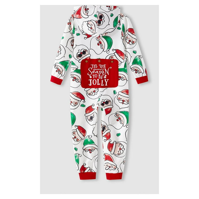 SMihono Clearance Suits for Mothers Parent-child Christmas Set Printed Home  Wear Hoodid Pajamas Moms Jumpsuit White 4 