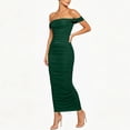 thumbnail image 6 of LEAVINGSUO Summer Dresses For Women Fashion Skirt Sleeveless Off-The-Shoulder Sleeveless High Waist Dresses Solid Color Army Green XL, 6 of 7