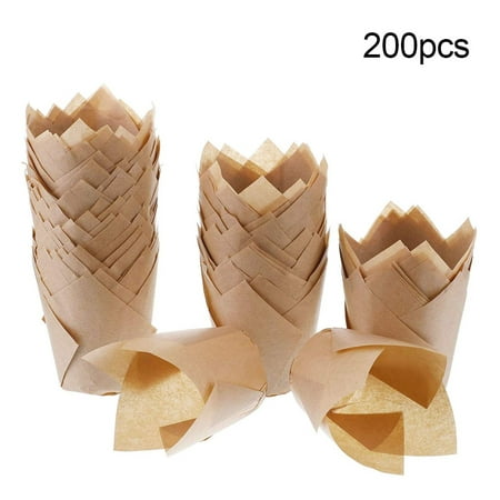 

SPRING PARK 200Pcs Cupcake Liners Cooyeah Baking Cup Holder Muffin Paper Liners Grease-Proof Wrappers for Wedding Birthday Party