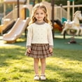 thumbnail image 3 of Mnyotv Back to School Outfits for Girls Fall Clothes Long Sleeve Sweater and Mini Plaid Skirts Size 6-7Years, 3 of 6