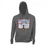 Budweiser Budweiser Mens Grey Bottle Label Beer Pouch Hoodie - Extra Large