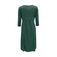 thumbnail image 4 of IROINNID Long Sleeve Dress for Women Strapless Round Neckline Fit&Flare Dress Pleated Seven-cent Sleeve Pure-color Dress ,Olive Green, 4 of 5