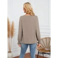 thumbnail image 5 of Long Sleeve Shirts Womens Pleated Business Casual Blouses with Smocked Cuffs Khaki XL, 5 of 6