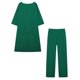 thumbnail image 1 of Conjunto de dos piezas de traje de manga larga irregular informal de algodón y lino para mujer, pantalones de pierna ancha 9848, 1 of 5