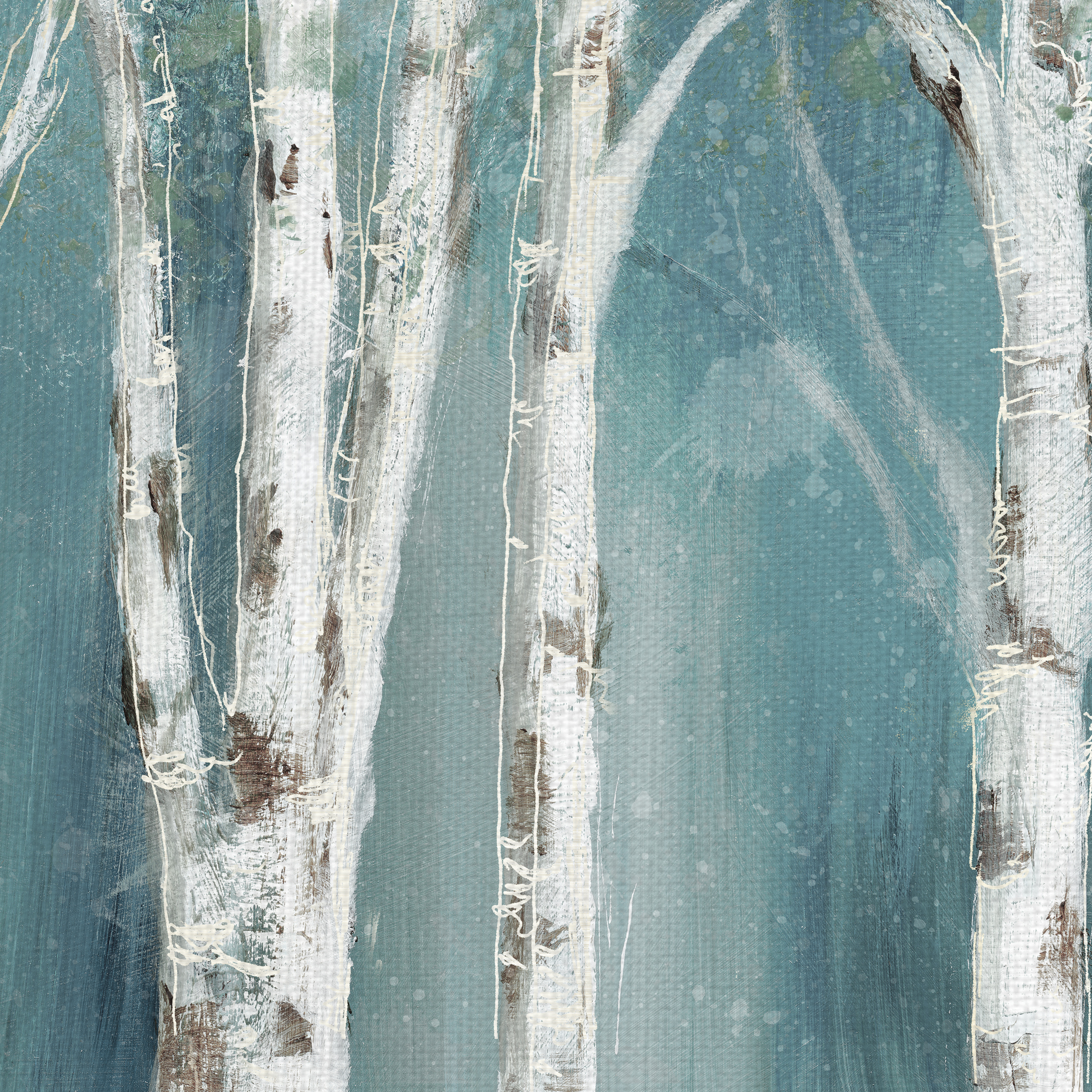 Masterpiece Art Gallery Birch On Blue Soft Mystical Forest By Nan Canvas Art Print 27" x 54"