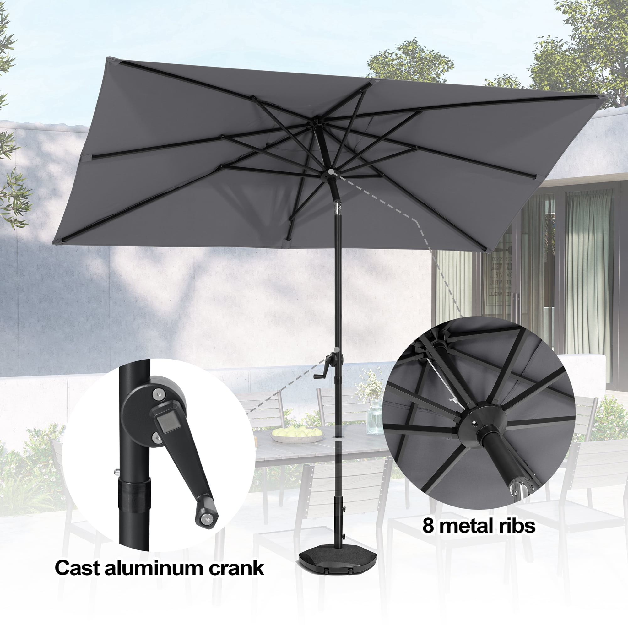 Pellebant 9 x 5 ft Patio Outdoor Umbrella Rectangular Double Top Market Umbrella