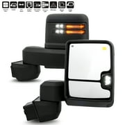 AKKON - Fit 2019-2023 Chevy Silverado/ GMC Sierra 2500HD 3500HD Towing Mirror Power Heated Turn Signal Bling Spot Light Temp Sensor Smoked Black