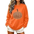 thumbnail image 2 of QUNYINEY Halloween Women Sweatshirt Pumpkin Crew Neck Pullover Graphic Tops Fall Long Sleeve Loose Fit Casual Sweatshirts, 2 of 6